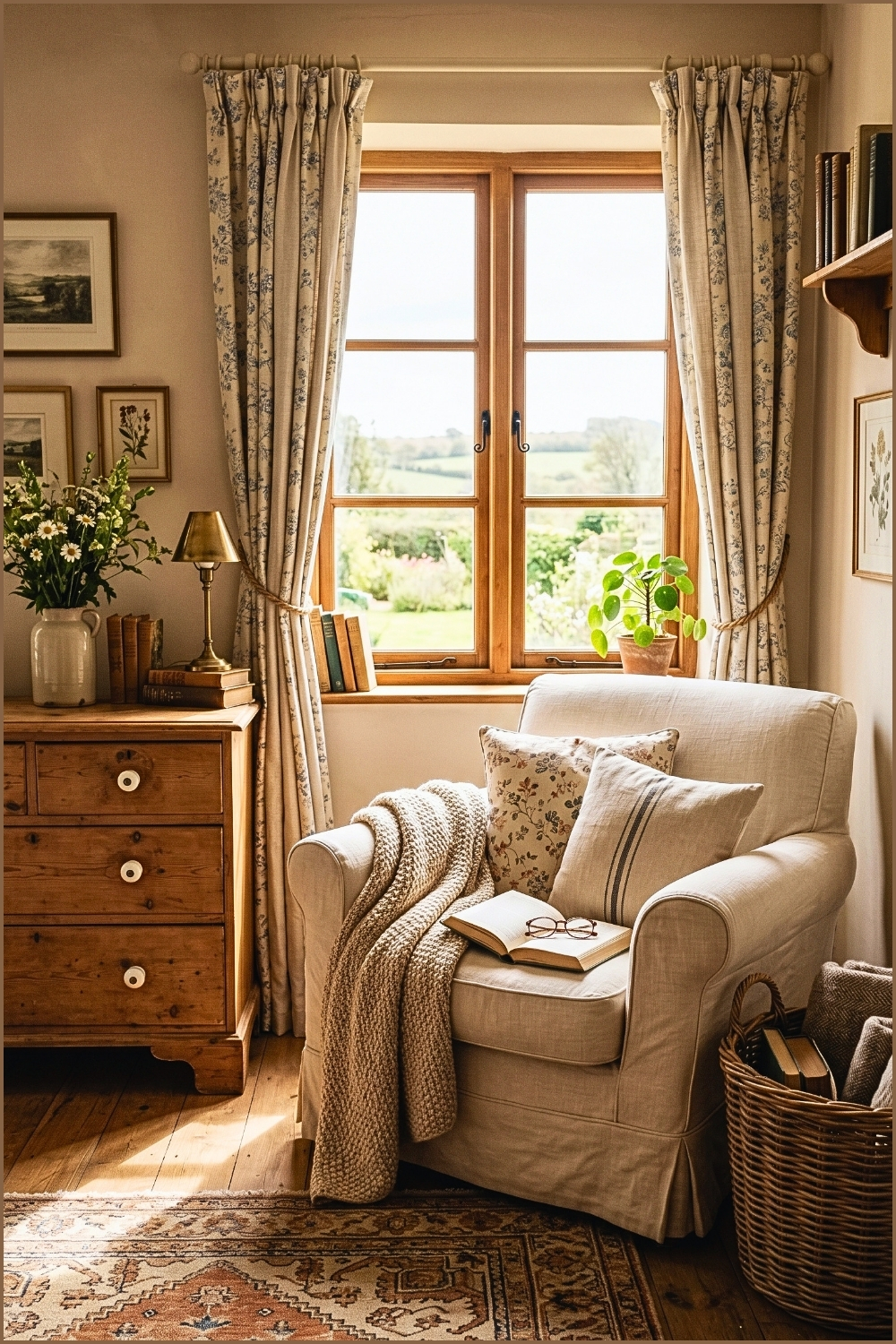 Warm Minimal Cottage Reading Corner