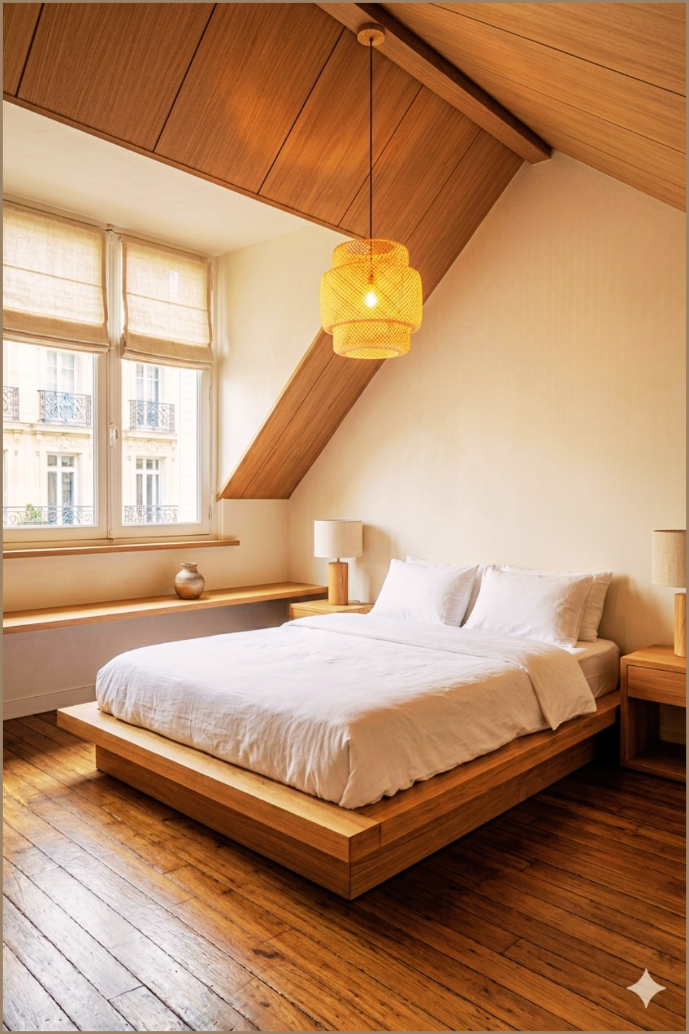 Warm Minimalist Attic Bedroom