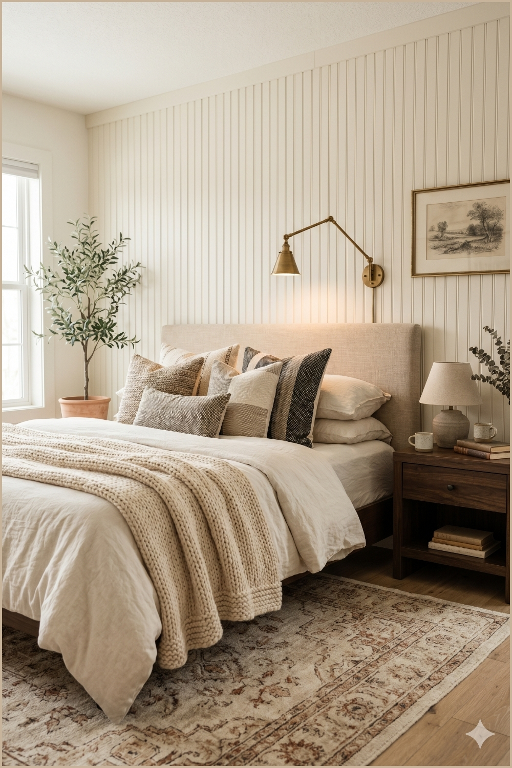 Warm Neutral Reading Nook Bedroom