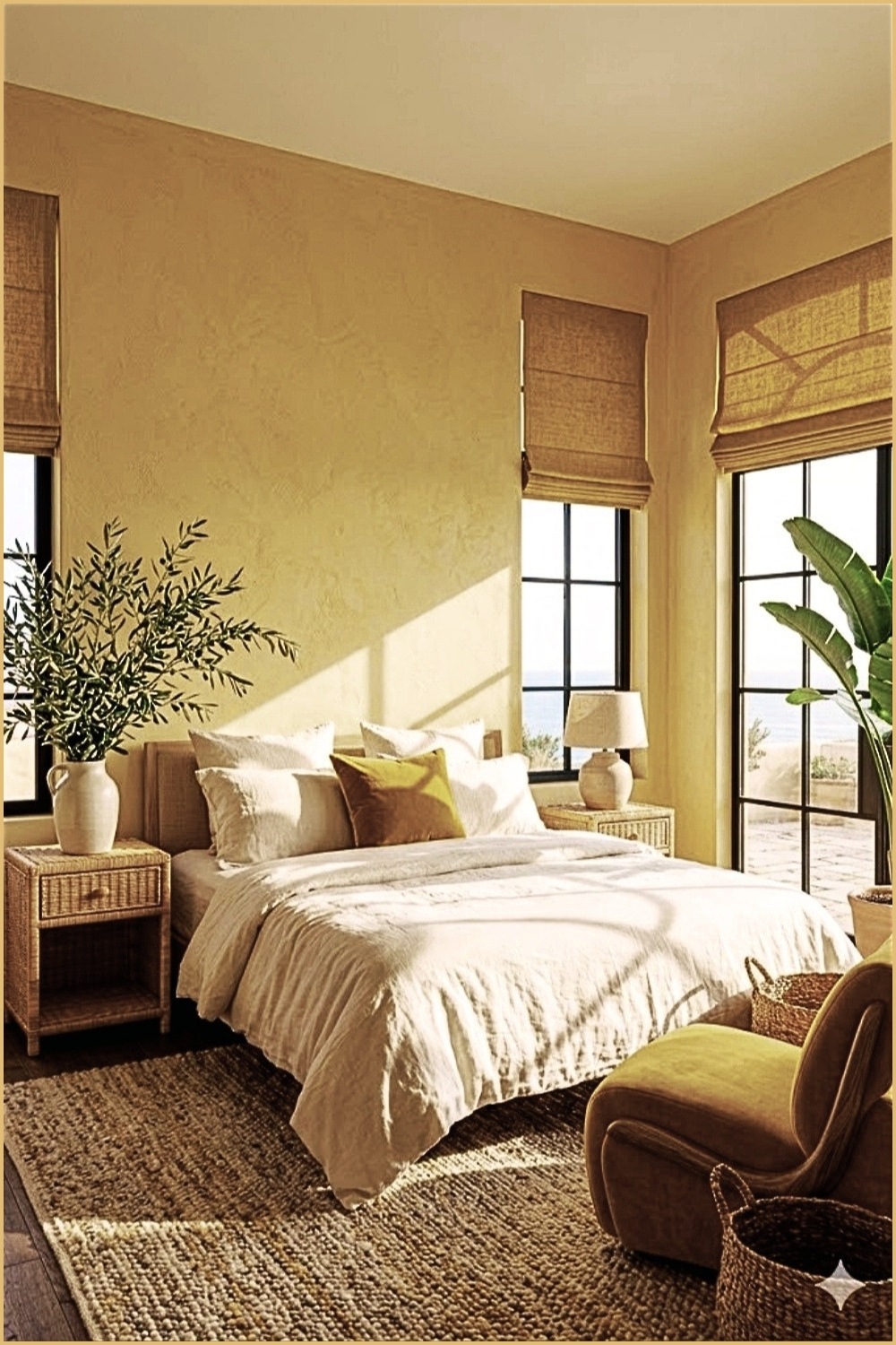 Warm Neutral Yellow Bedroom Corner
