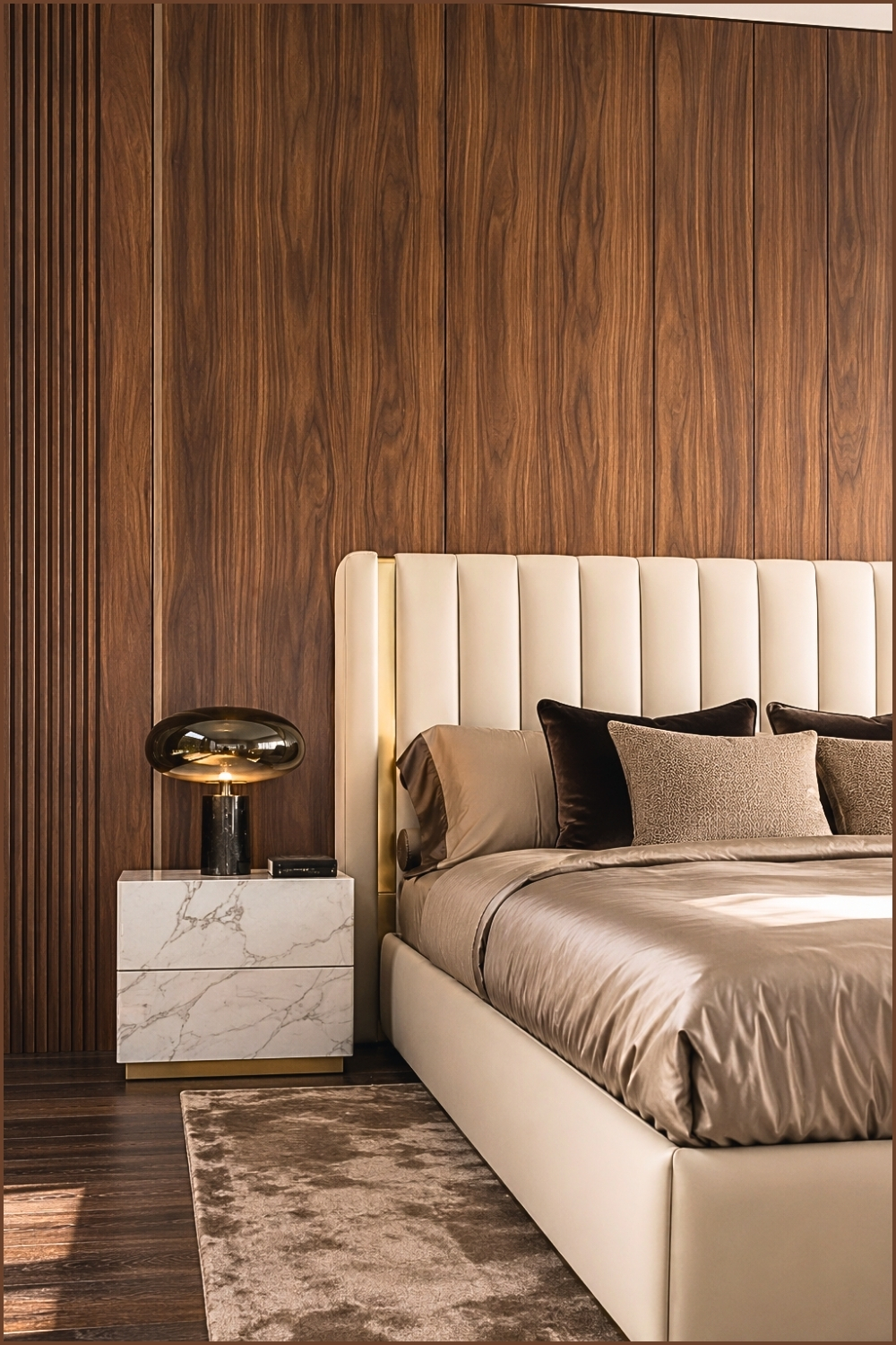 Warm Walnut Luxe Bedroom Corner