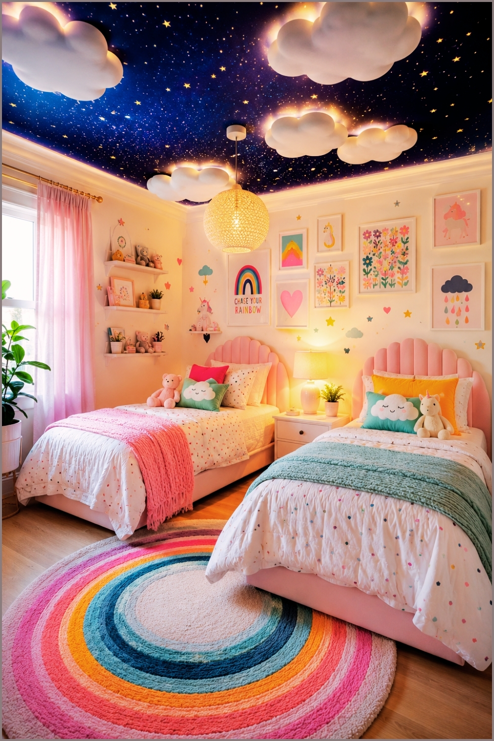 Whimsical Starry Ceiling Kids Bedroom