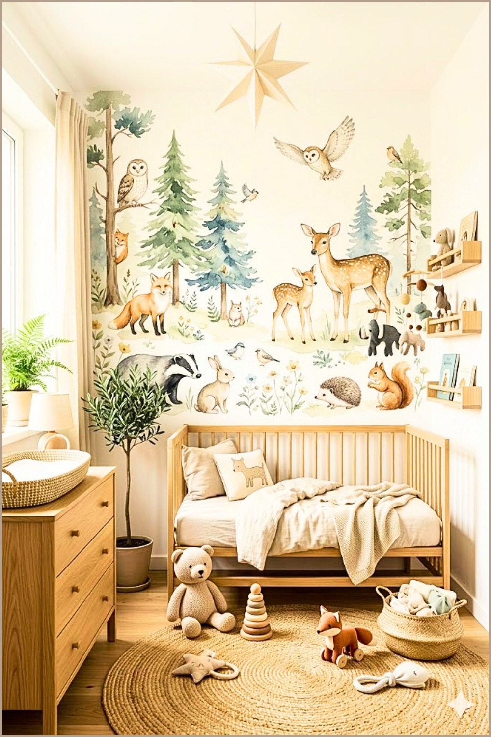 Woodland Animal Wall Mural Nursery
