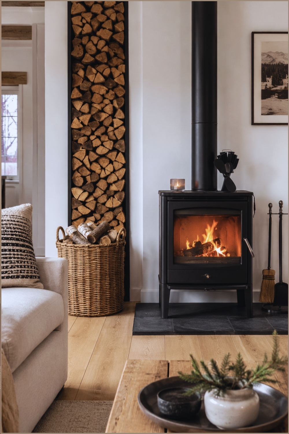 Modern Fireplace Log Storage