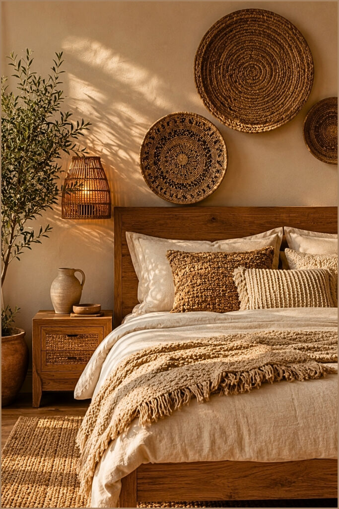 Natural Wood and Woven Decor Bedroom