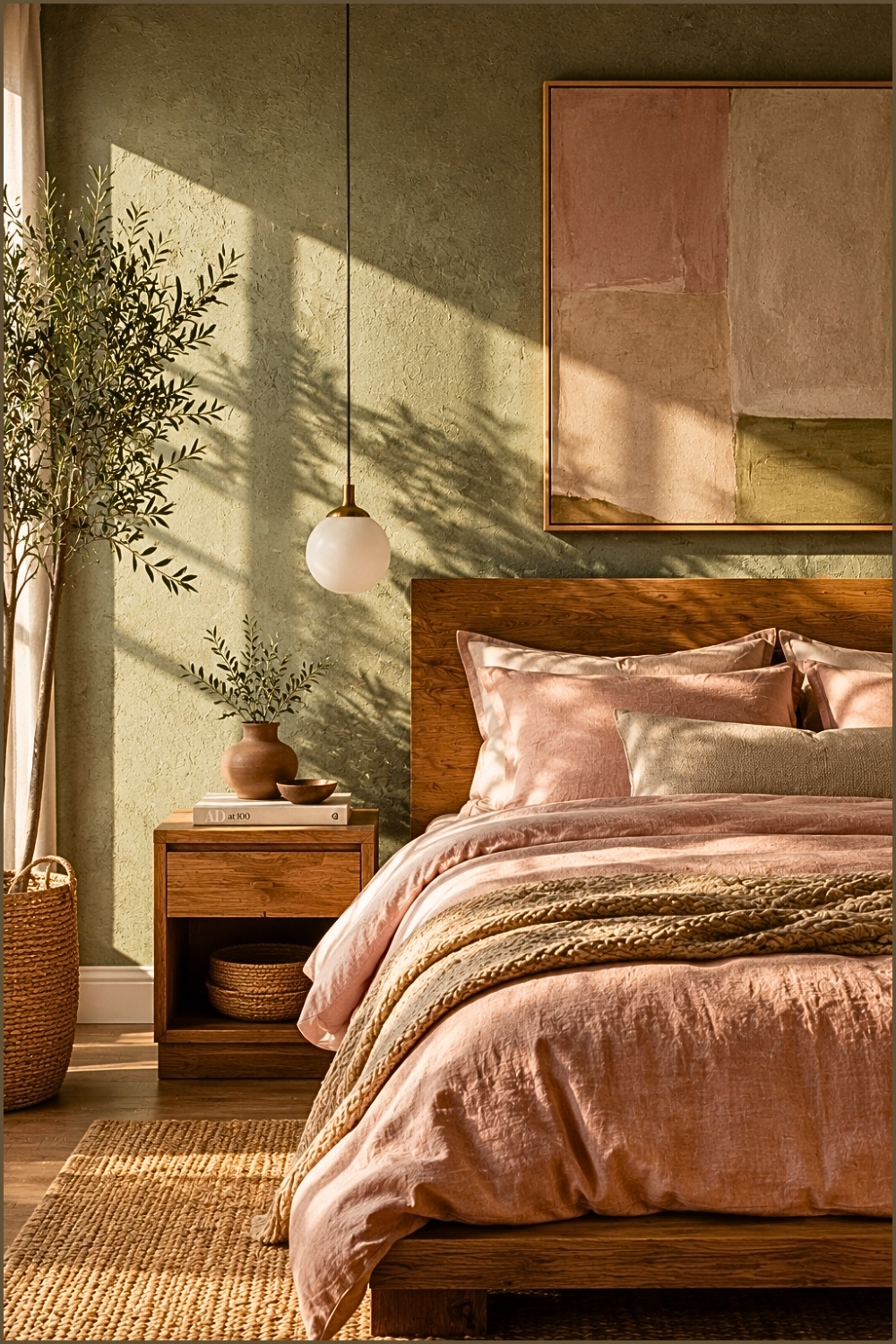 Sage Green Accent Wall Bedroom