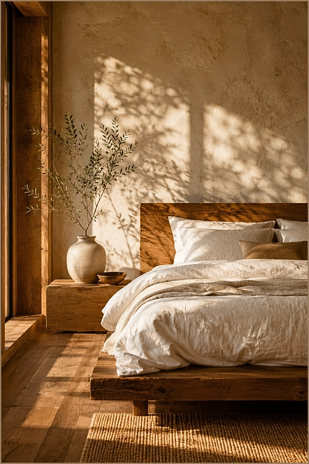 Sunlit Minimal Wooden Bedroom